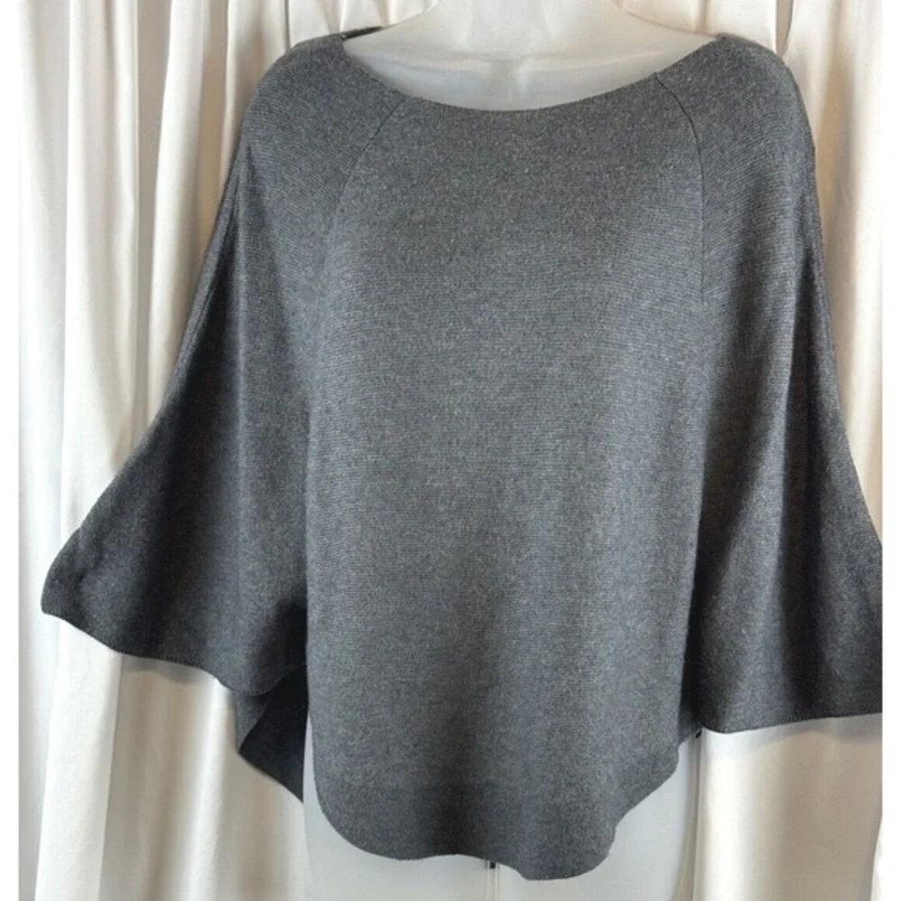 The Limited Gray Boat‎ Neck Batwing Sleeve Poncho Sweater XS/S Oversized 66-23